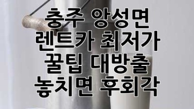 🚗 충주 앙성면 렌트카 최저가 꿀팁 대방출! 놓치면 후회각?! 🍯